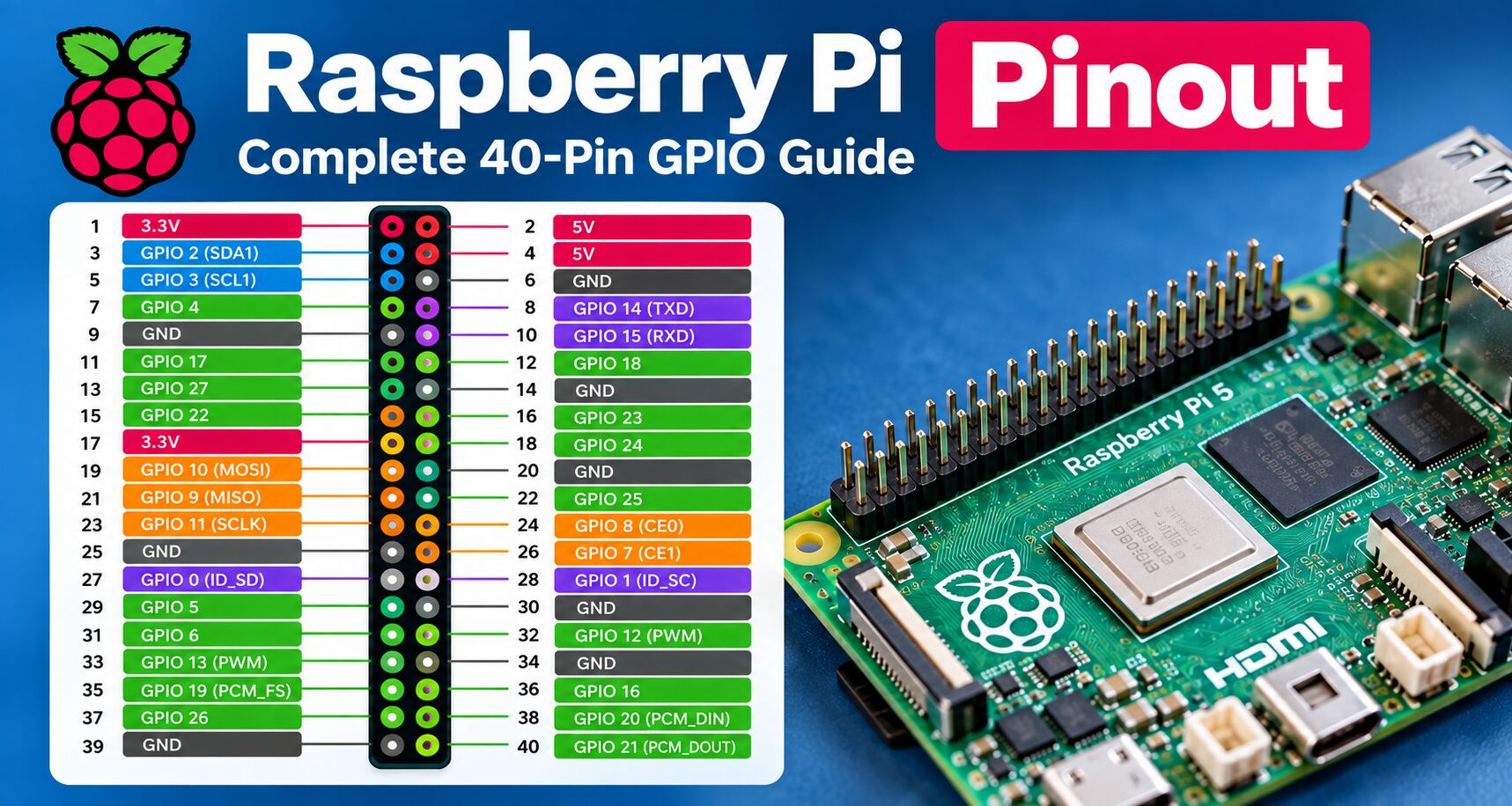 Raspberry Pi Pinout: Complete 40-Pin GPIO Guide