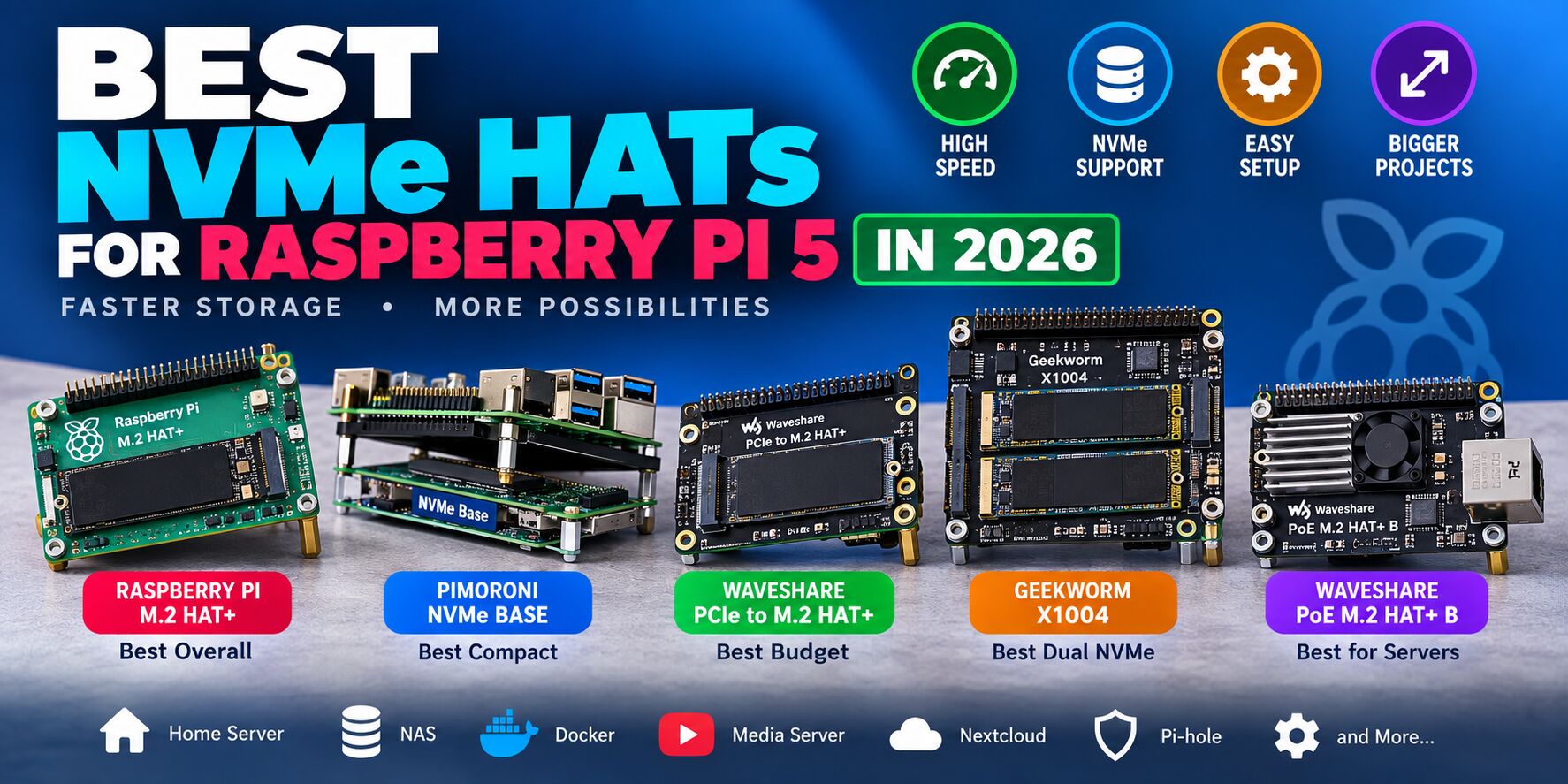 Best NVMe HATs for Raspberry Pi 5 in 2026